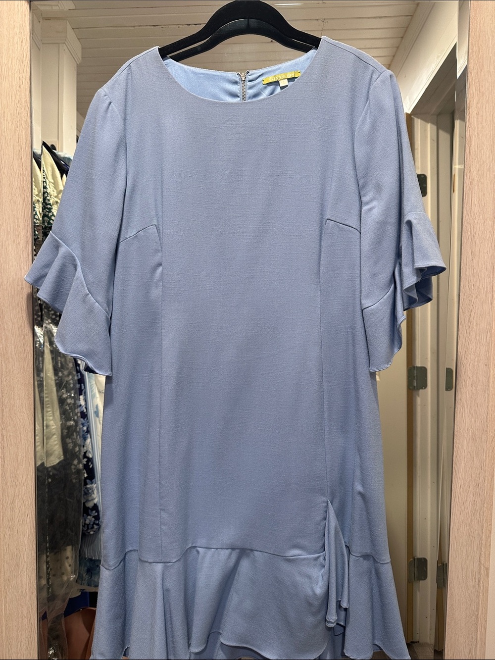 Gianni Bini Light Blue Ruffle-Sleeve Midi Dress